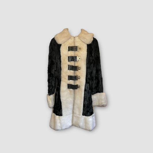 Jade Vintage  Faux Fur Vintage Black and White Faux Fur British Coat Vintage Black and White Faux Fur British Coat