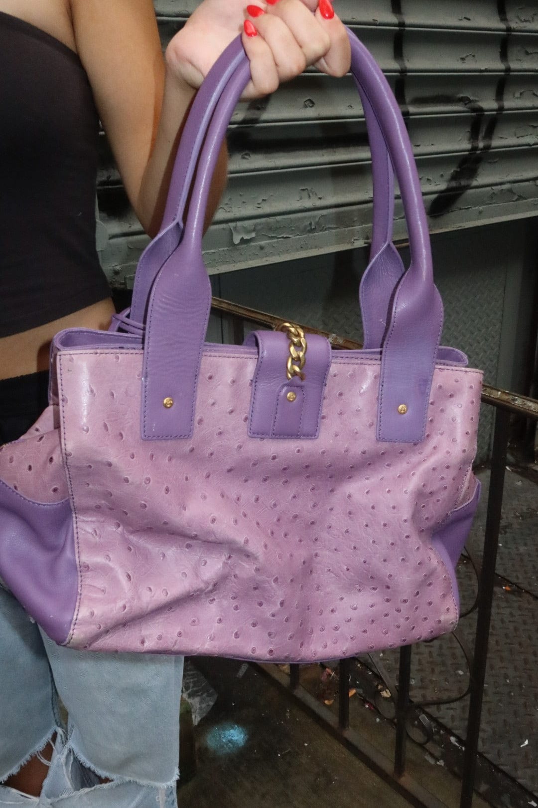 Jade Vintage  Purse Purple Juicy Couture Ostrich Leather Bag