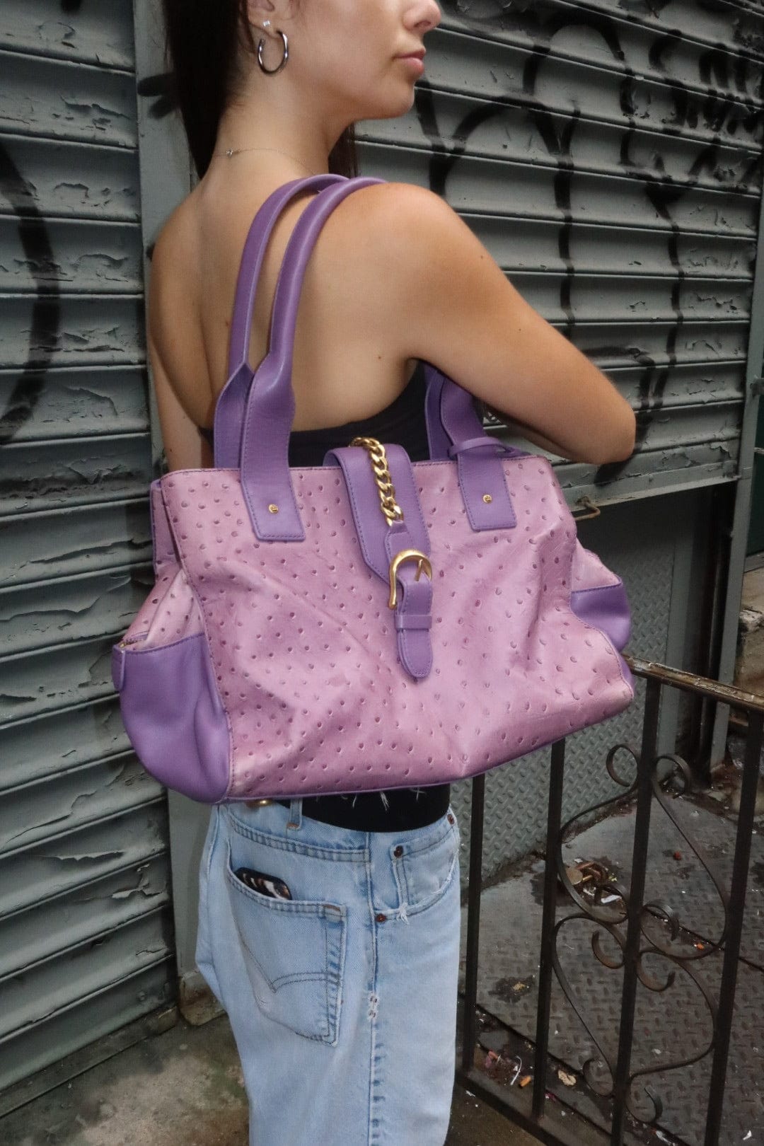 Jade Vintage  Purse Purple Juicy Couture Ostrich Leather Bag