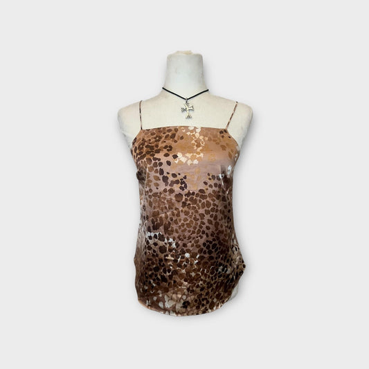 Jade Vintage Top Brown Silk Aniaml Print Cami Brown Silk Aniaml Print Cami