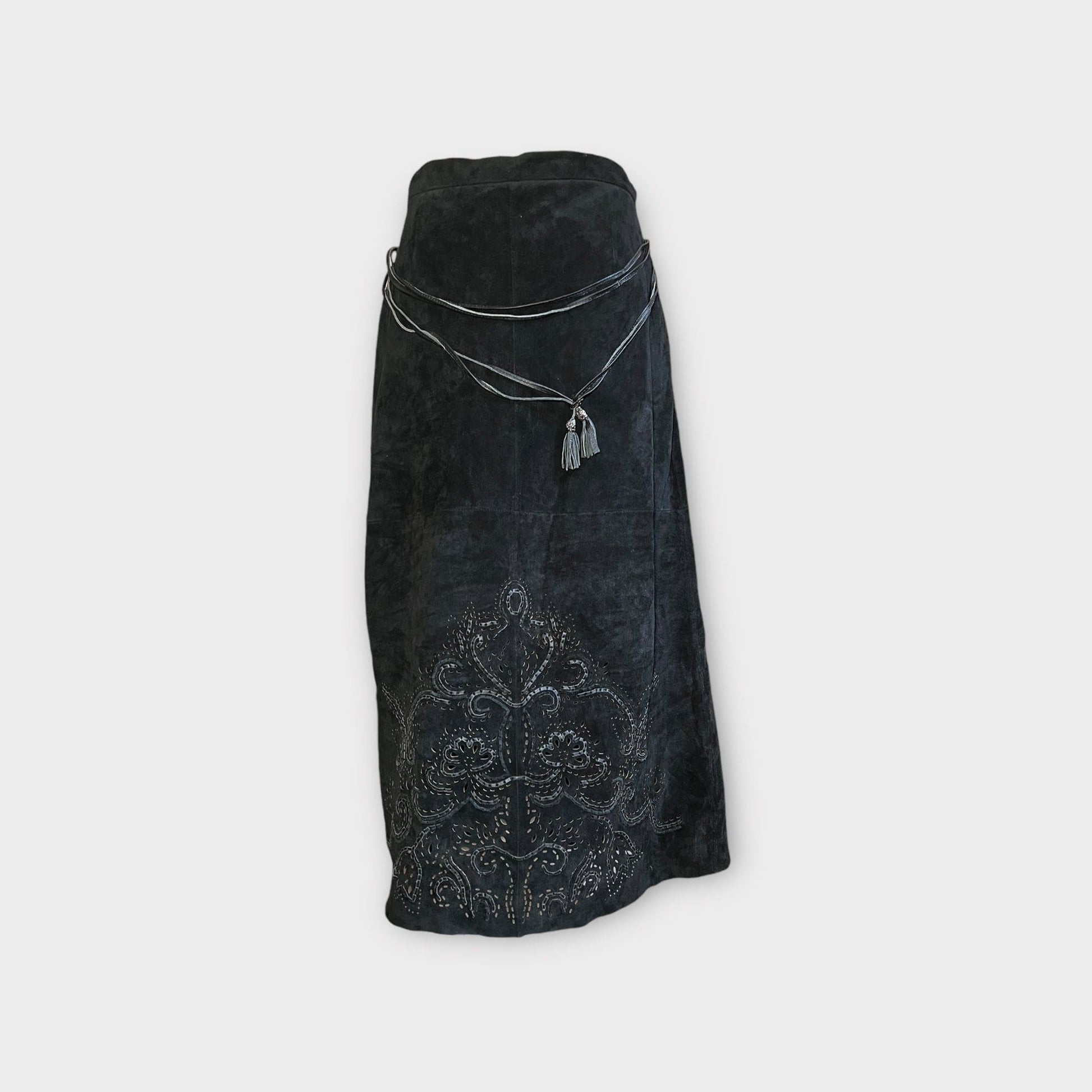 Jade Vintage  Vintage Black Suede Maxi Skirt Vintage Black Suede Maxi Skirt