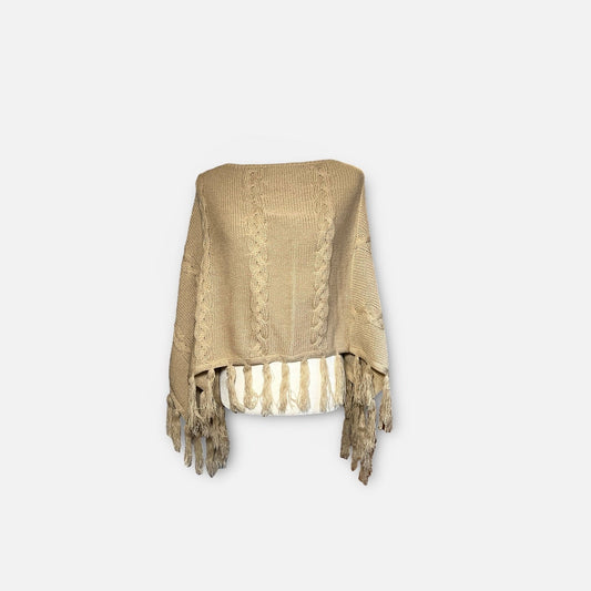 Jade Vintage  Y2K Deadstock Tan Knit Pancho Sweater Y2K Deadstock Tan Knit Pancho Sweater